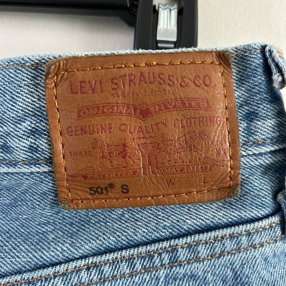 Levis 501 Skinny Jeans Womens 28 Premium Light Button Fly High Rise Distressed - Picture 6 of 8